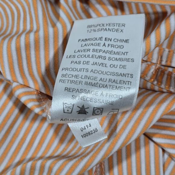 Footjoy Golf Orange & Gray Stripe Polo Self‎ Collar Golf Polo L Elmcrest Logo - Picture 7 of 8